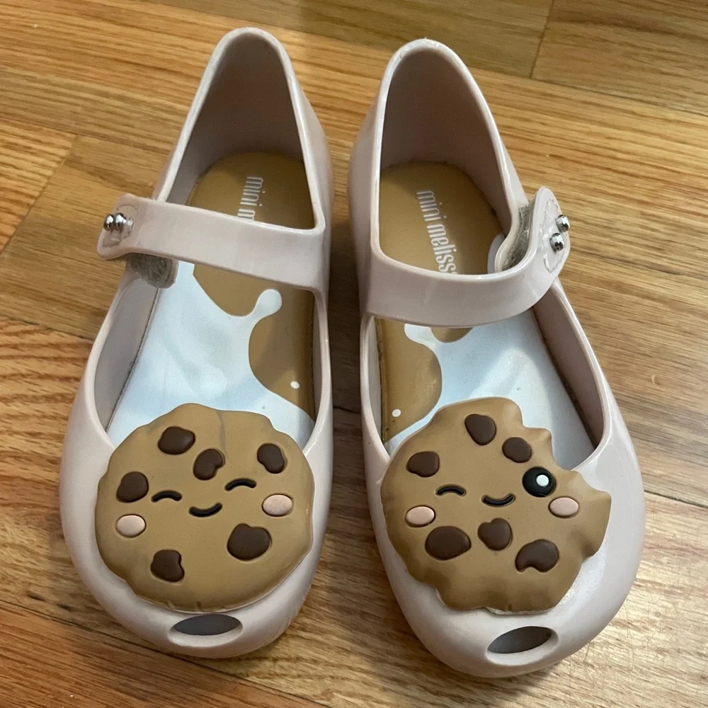 Mini Melissa Kids Cookie Face Dress Shoes - Cream and Brown